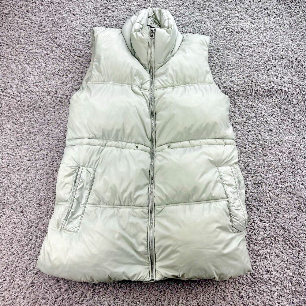 Marc Edwards Studio Puffer Vest Jacket Women M Lime Green Full Zip Pkts